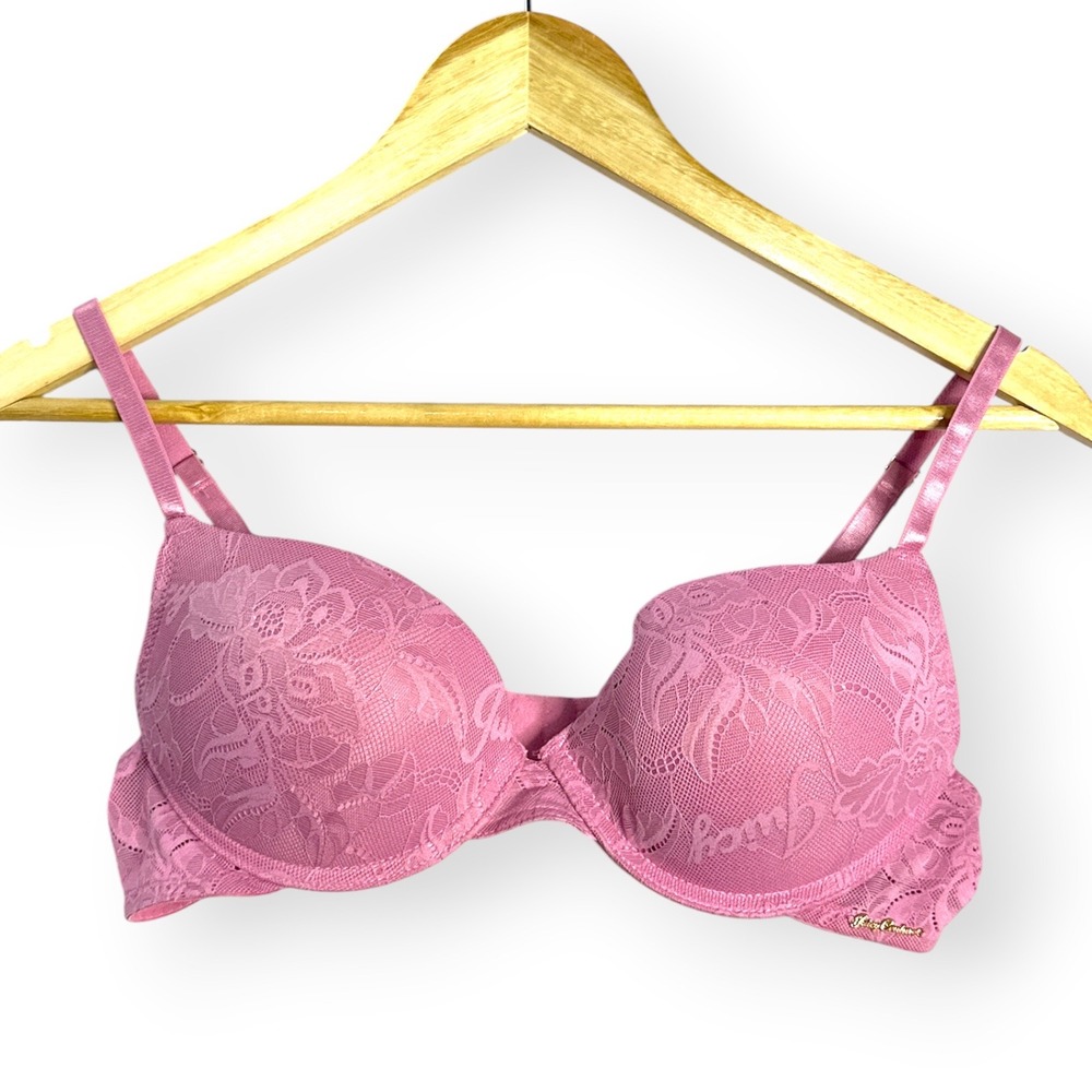 Juicy Couture Intimates Mauve Pink Floral Lace Underwire Padded Bra 36C 7872-16